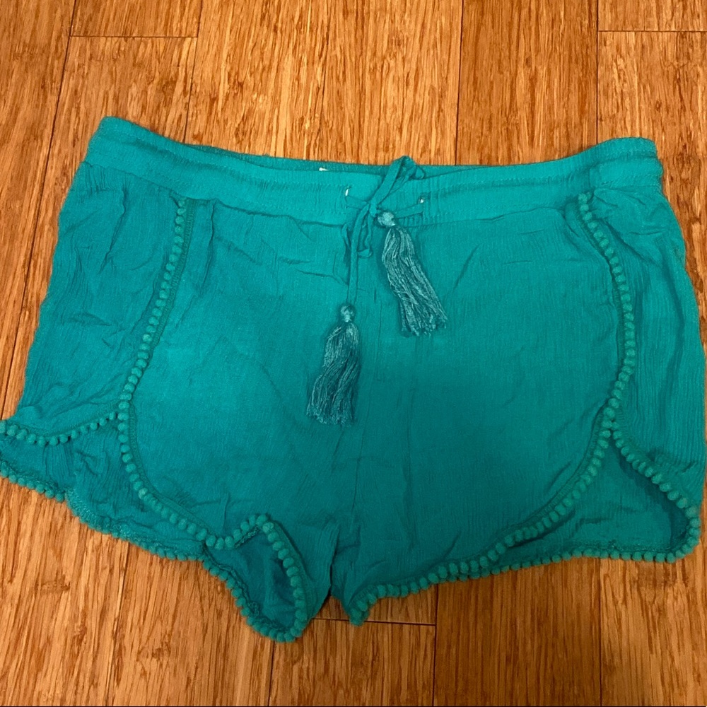 Teal Pom Pom shorts